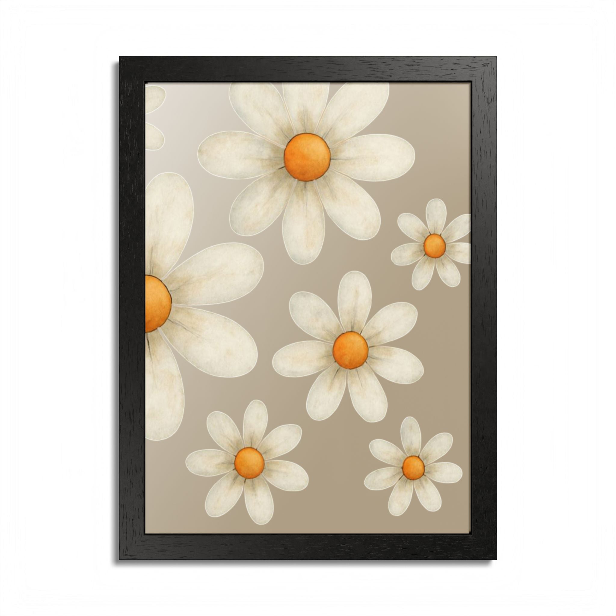 Framed Poster, Daisy Flower in Wood Frame, AI Enhanced, Flower Lover Art Print, Nature Room Decor, Floral Wall Art, Home Decoration Gift,