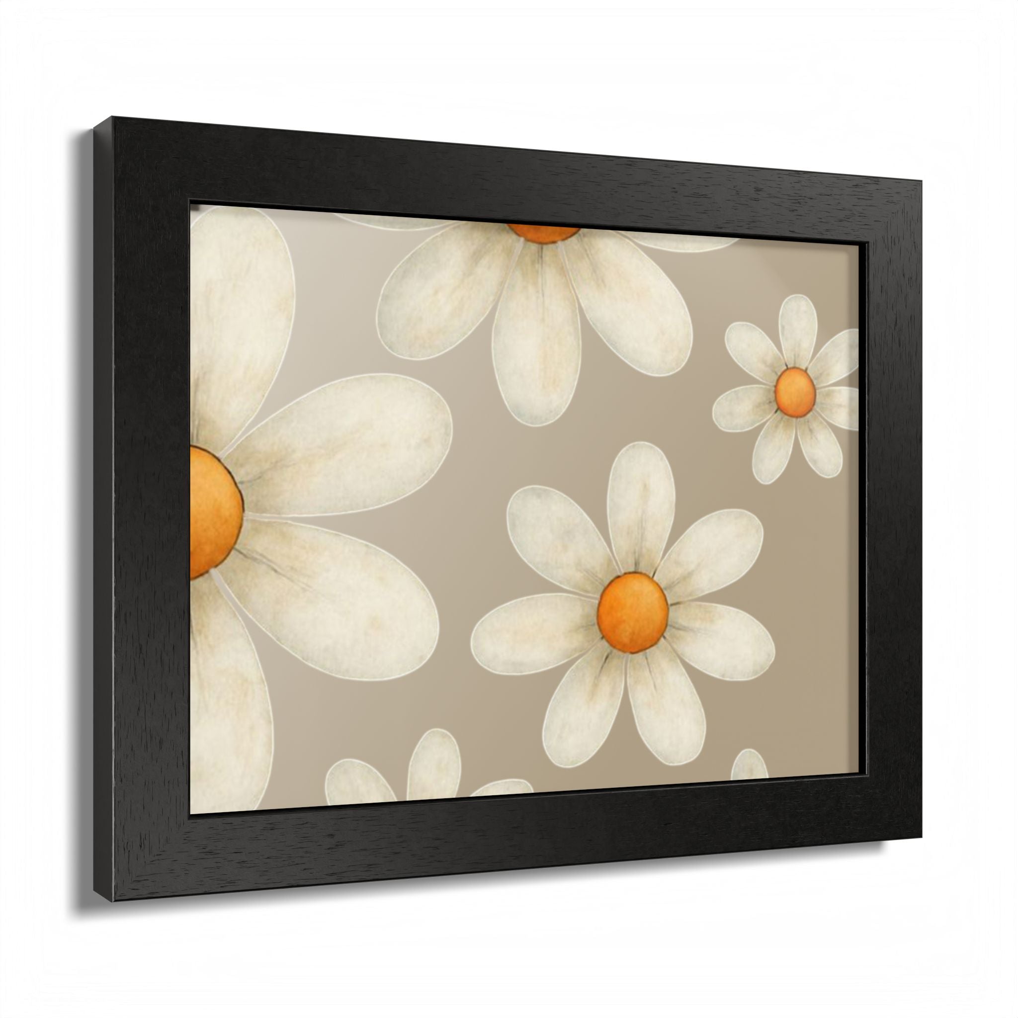 Framed Poster, Daisy Flower in Wood Frame, AI Enhanced, Flower Lover Art Print, Nature Room Decor, Floral Wall Art, Home Decoration Gift,