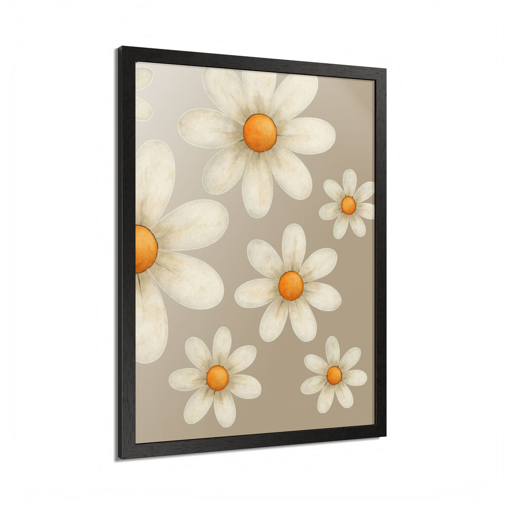 Framed Poster, Daisy Flower in Wood Frame, AI Enhanced, Flower Lover Art Print, Nature Room Decor, Floral Wall Art, Home Decoration Gift,