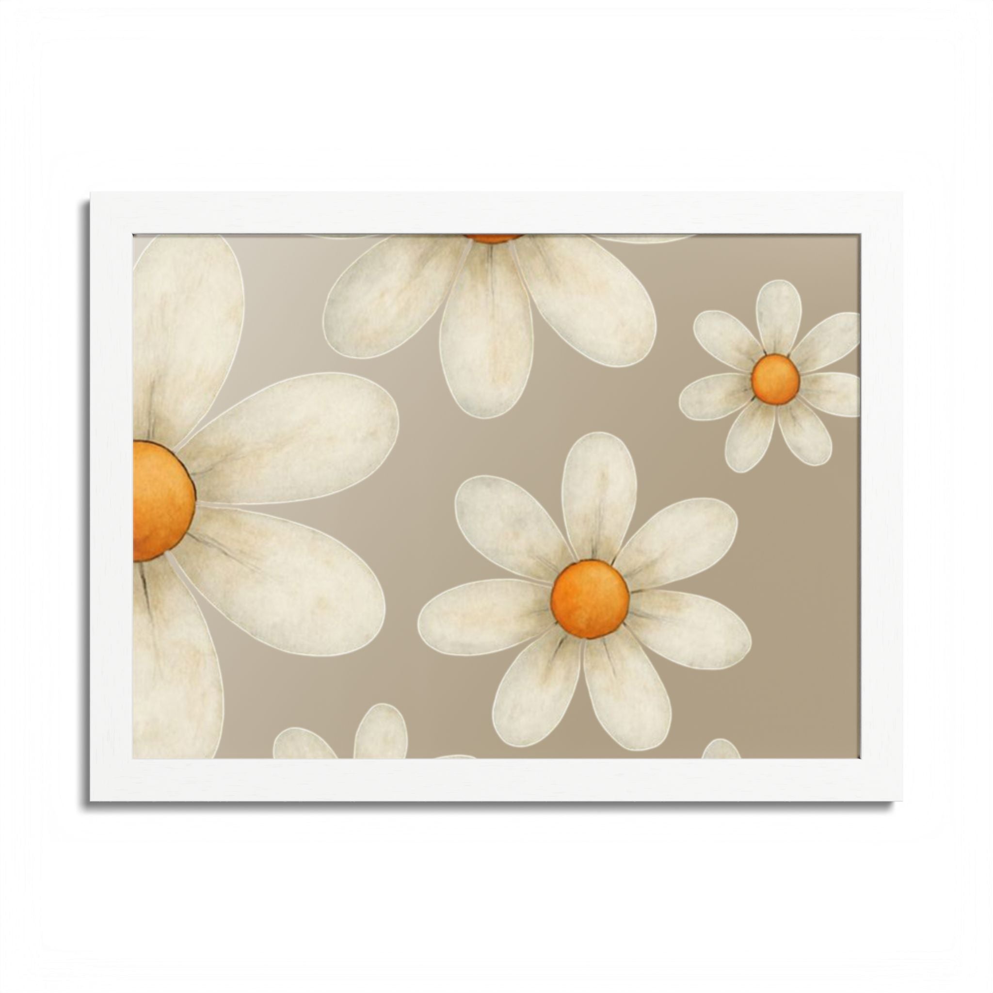 Framed Poster, Daisy Flower in Wood Frame, AI Enhanced, Flower Lover Art Print, Nature Room Decor, Floral Wall Art, Home Decoration Gift,