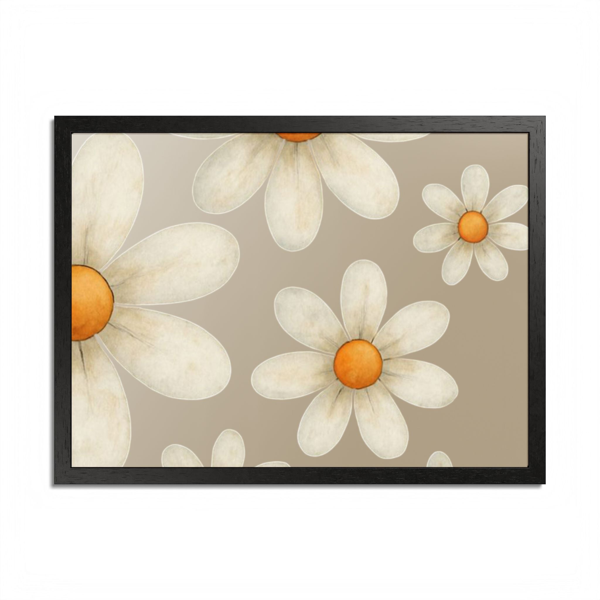 Framed Poster, Daisy Flower in Wood Frame, AI Enhanced, Flower Lover Art Print, Nature Room Decor, Floral Wall Art, Home Decoration Gift,