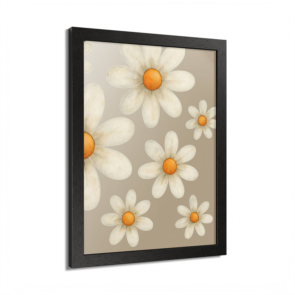 Framed Poster, Daisy Flower in Wood Frame, AI Enhanced, Flower Lover Art Print, Nature Room Decor, Floral Wall Art, Home Decoration Gift,