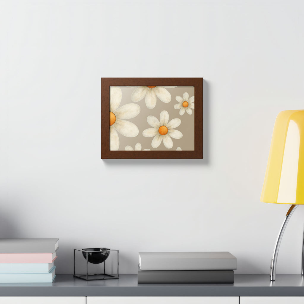 Framed Poster, Daisy Flower in Wood Frame, AI Enhanced, Flower Lover Art Print, Nature Room Decor, Floral Wall Art, Home Decoration Gift,