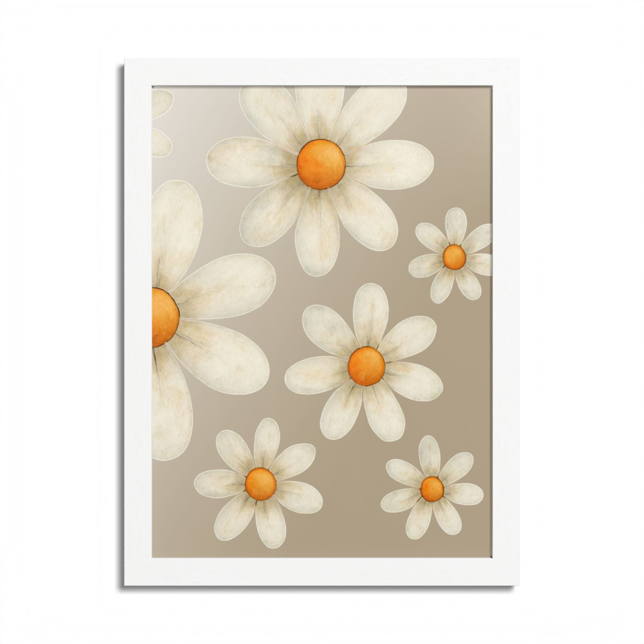 Framed Poster, Daisy Flower in Wood Frame, AI Enhanced, Flower Lover Art Print, Nature Room Decor, Floral Wall Art, Home Decoration Gift,