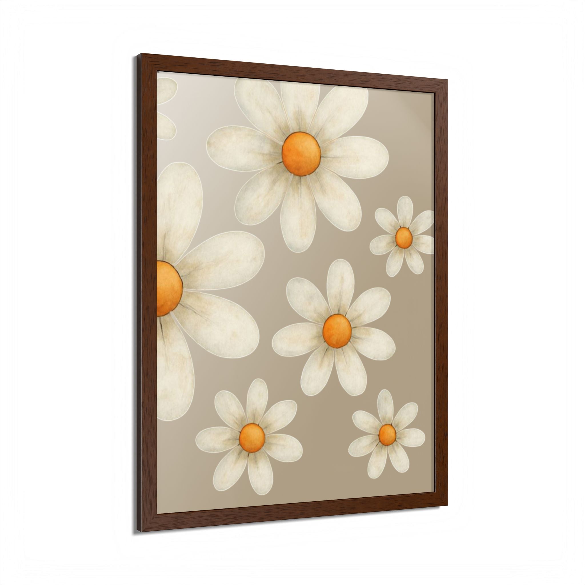 Framed Poster, Daisy Flower in Wood Frame, AI Enhanced, Flower Lover Art Print, Nature Room Decor, Floral Wall Art, Home Decoration Gift,