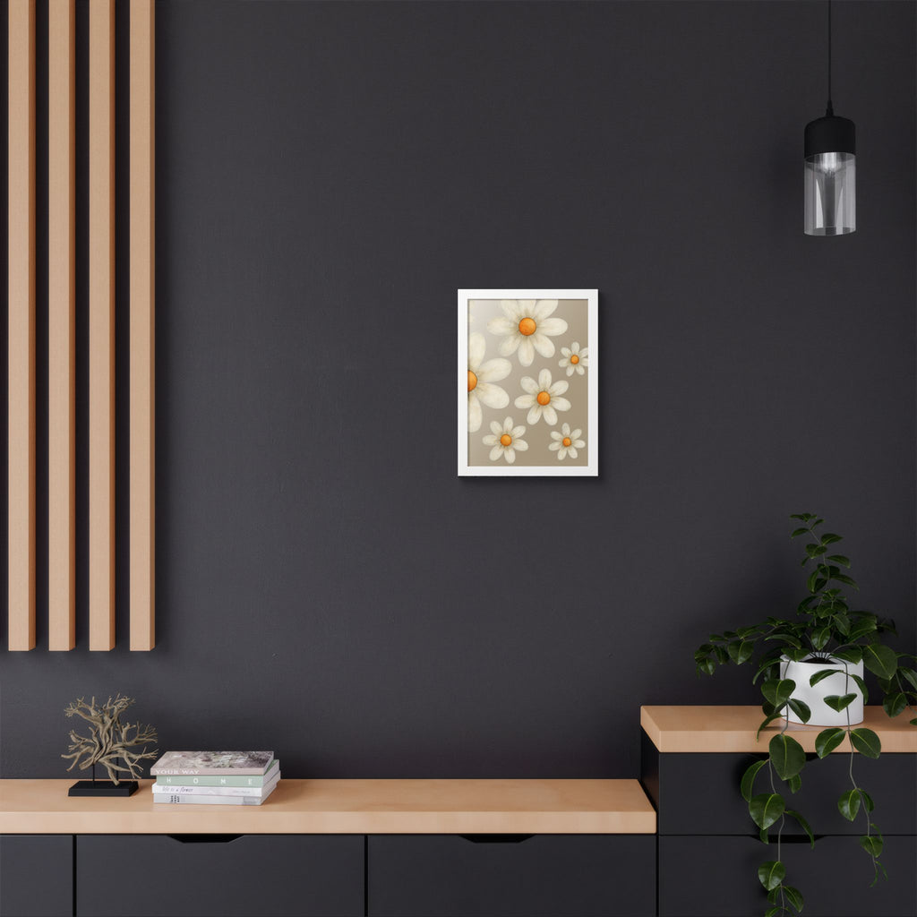 Framed Poster, Daisy Flower in Wood Frame, AI Enhanced, Flower Lover Art Print, Nature Room Decor, Floral Wall Art, Home Decoration Gift,