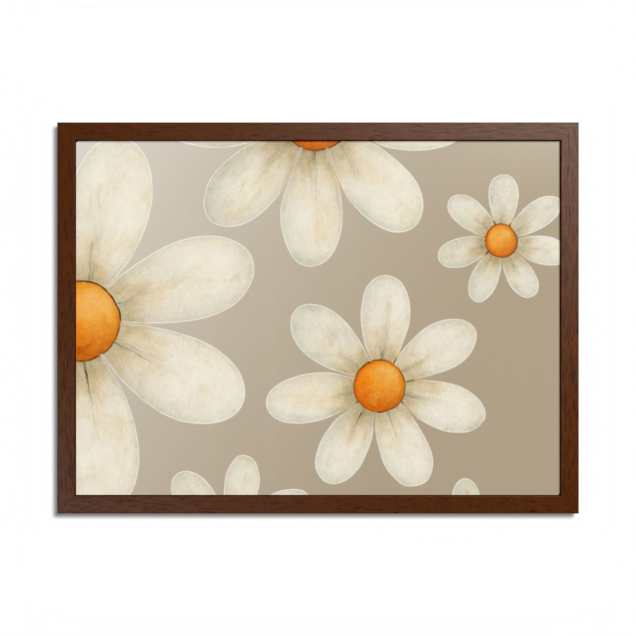 Framed Poster, Daisy Flower in Wood Frame, AI Enhanced, Flower Lover Art Print, Nature Room Decor, Floral Wall Art, Home Decoration Gift,