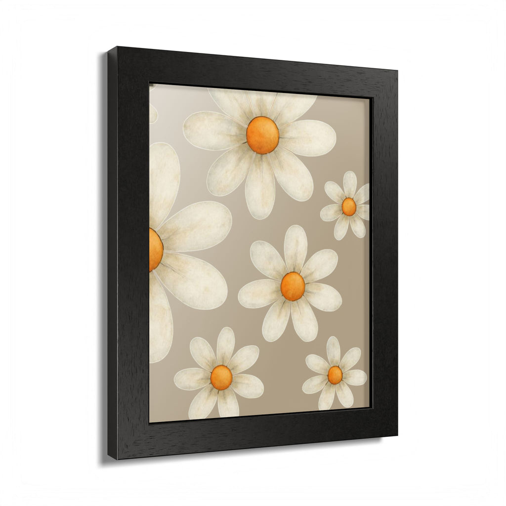 Framed Poster, Daisy Flower in Wood Frame, AI Enhanced, Flower Lover Art Print, Nature Room Decor, Floral Wall Art, Home Decoration Gift,