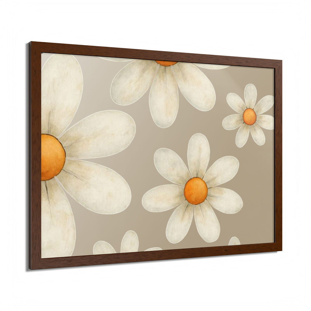 Framed Poster, Daisy Flower in Wood Frame, AI Enhanced, Flower Lover Art Print, Nature Room Decor, Floral Wall Art, Home Decoration Gift,