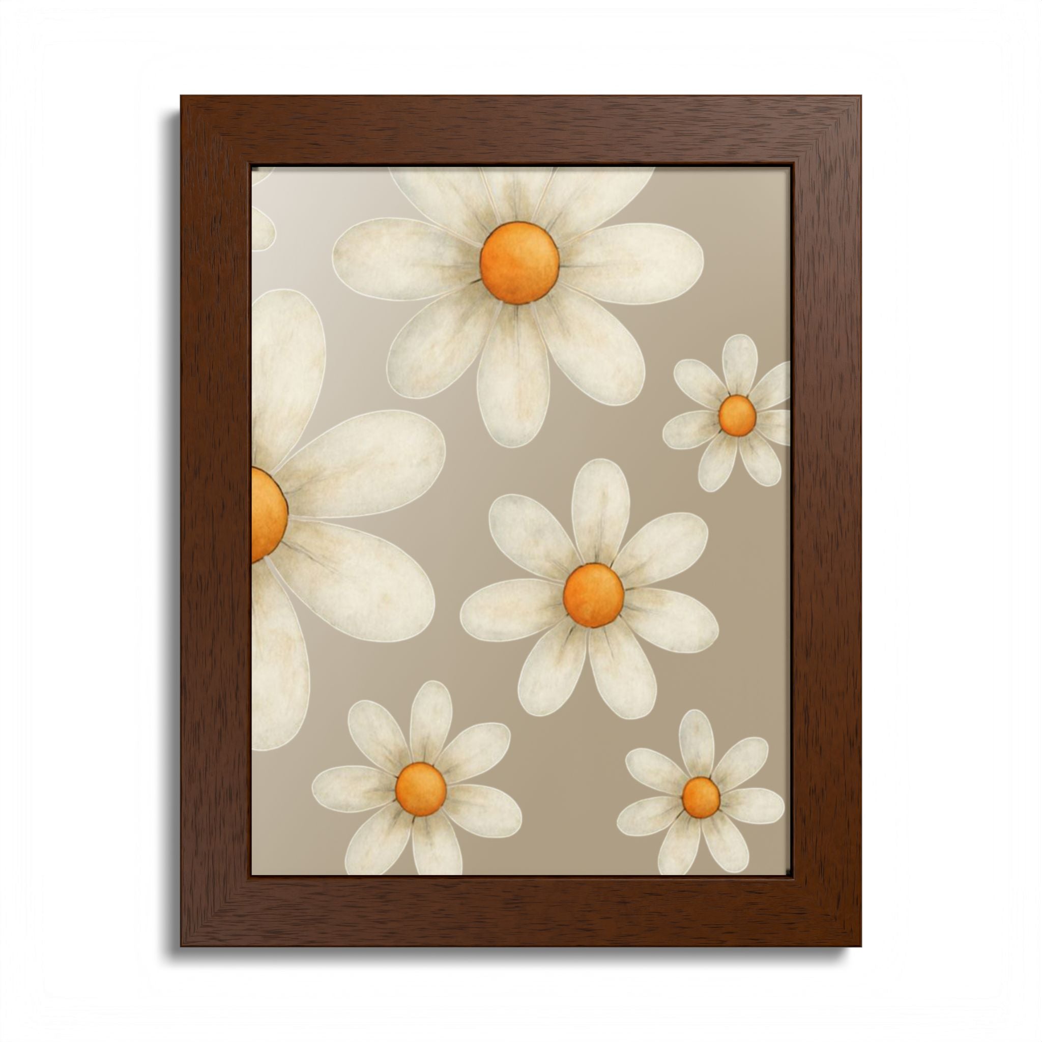 Framed Poster, Daisy Flower in Wood Frame, AI Enhanced, Flower Lover Art Print, Nature Room Decor, Floral Wall Art, Home Decoration Gift,