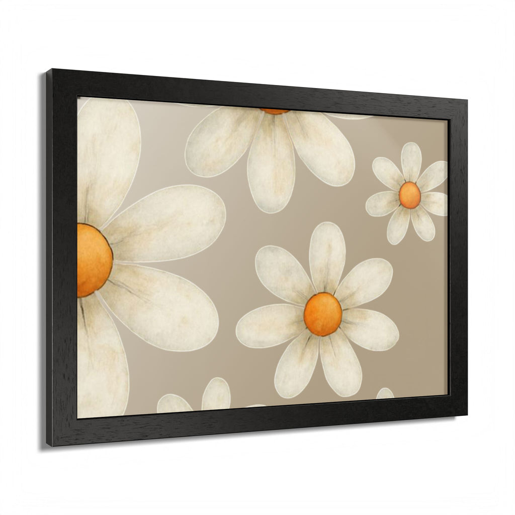 Framed Poster, Daisy Flower in Wood Frame, AI Enhanced, Flower Lover Art Print, Nature Room Decor, Floral Wall Art, Home Decoration Gift,