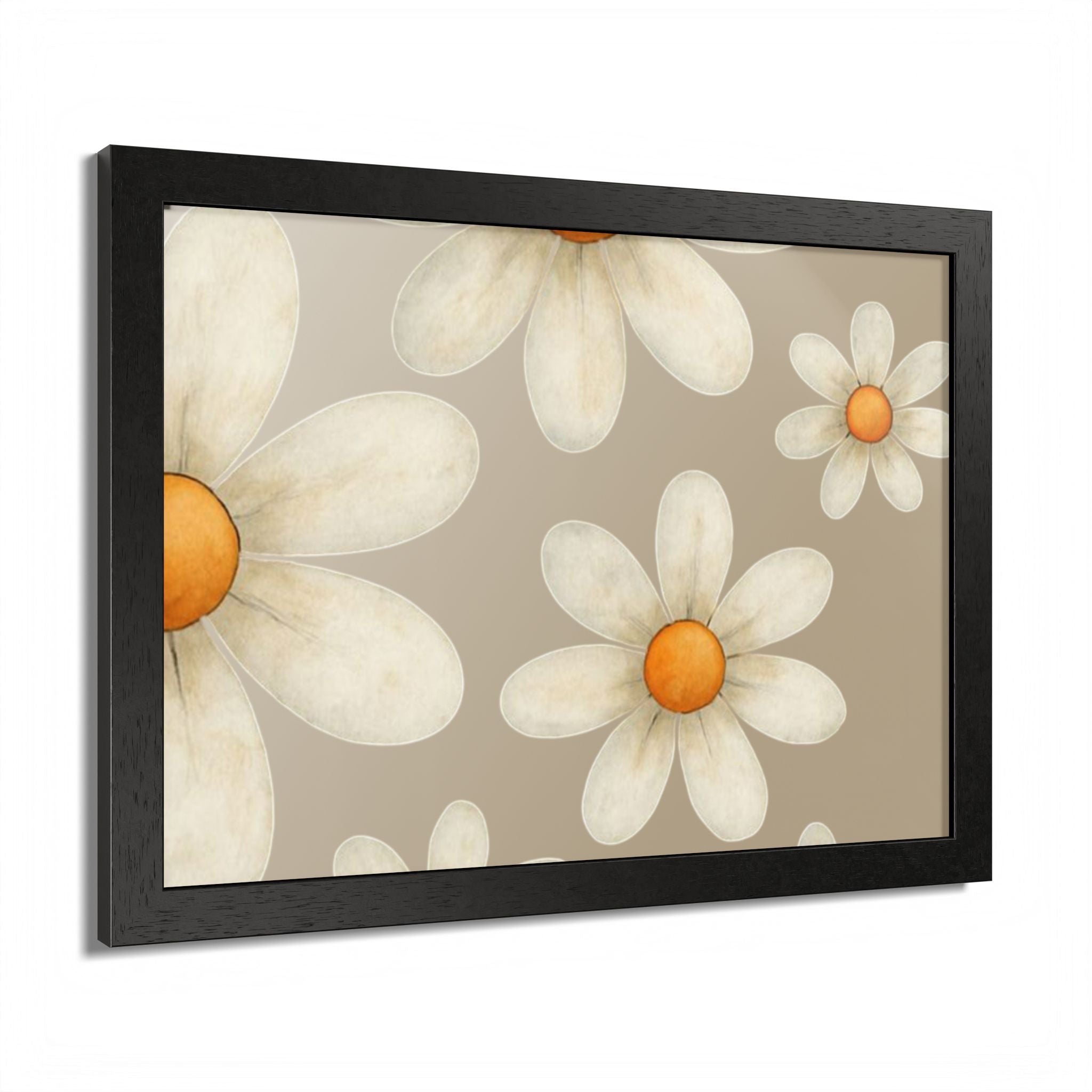 Framed Poster, Daisy Flower in Wood Frame, AI Enhanced, Flower Lover Art Print, Nature Room Decor, Floral Wall Art, Home Decoration Gift,