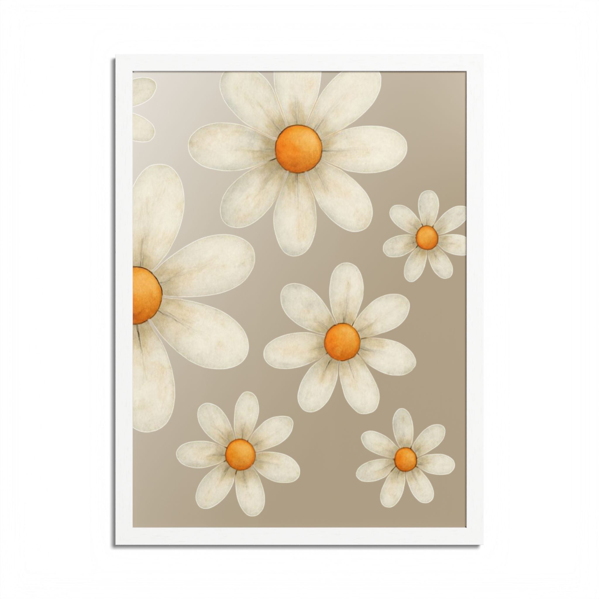 Framed Poster, Daisy Flower in Wood Frame, AI Enhanced, Flower Lover Art Print, Nature Room Decor, Floral Wall Art, Home Decoration Gift,