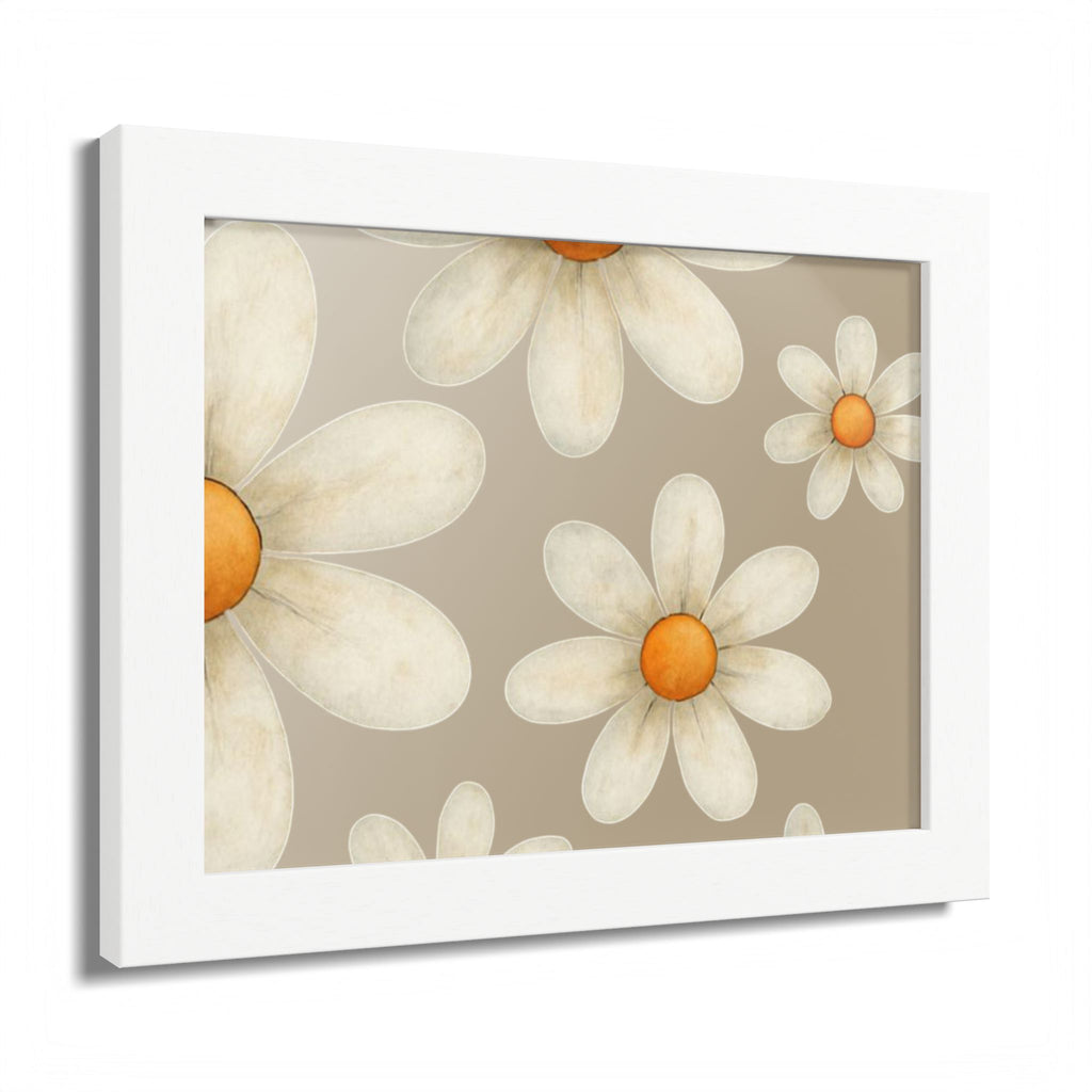 Framed Poster, Daisy Flower in Wood Frame, AI Enhanced, Flower Lover Art Print, Nature Room Decor, Floral Wall Art, Home Decoration Gift,