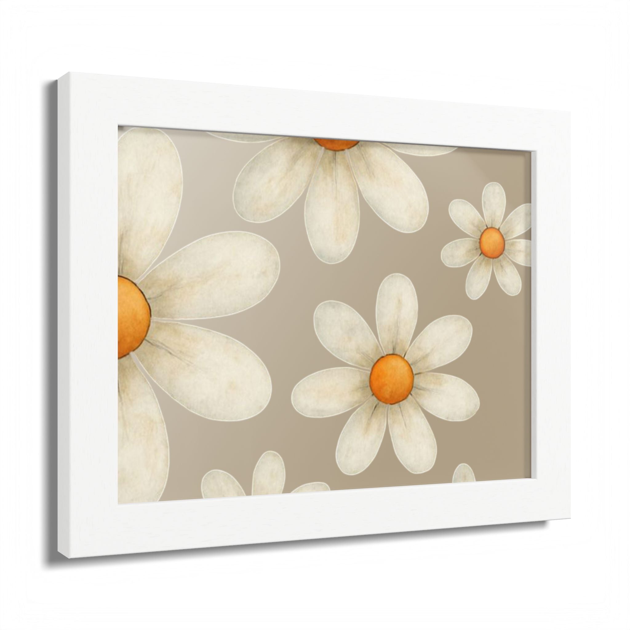 Framed Poster, Daisy Flower in Wood Frame, AI Enhanced, Flower Lover Art Print, Nature Room Decor, Floral Wall Art, Home Decoration Gift,