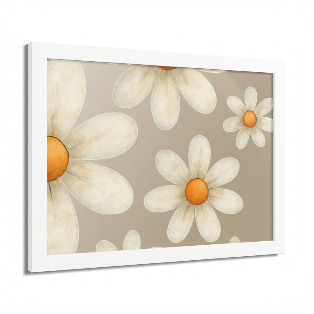 Framed Poster, Daisy Flower in Wood Frame, AI Enhanced, Flower Lover Art Print, Nature Room Decor, Floral Wall Art, Home Decoration Gift,