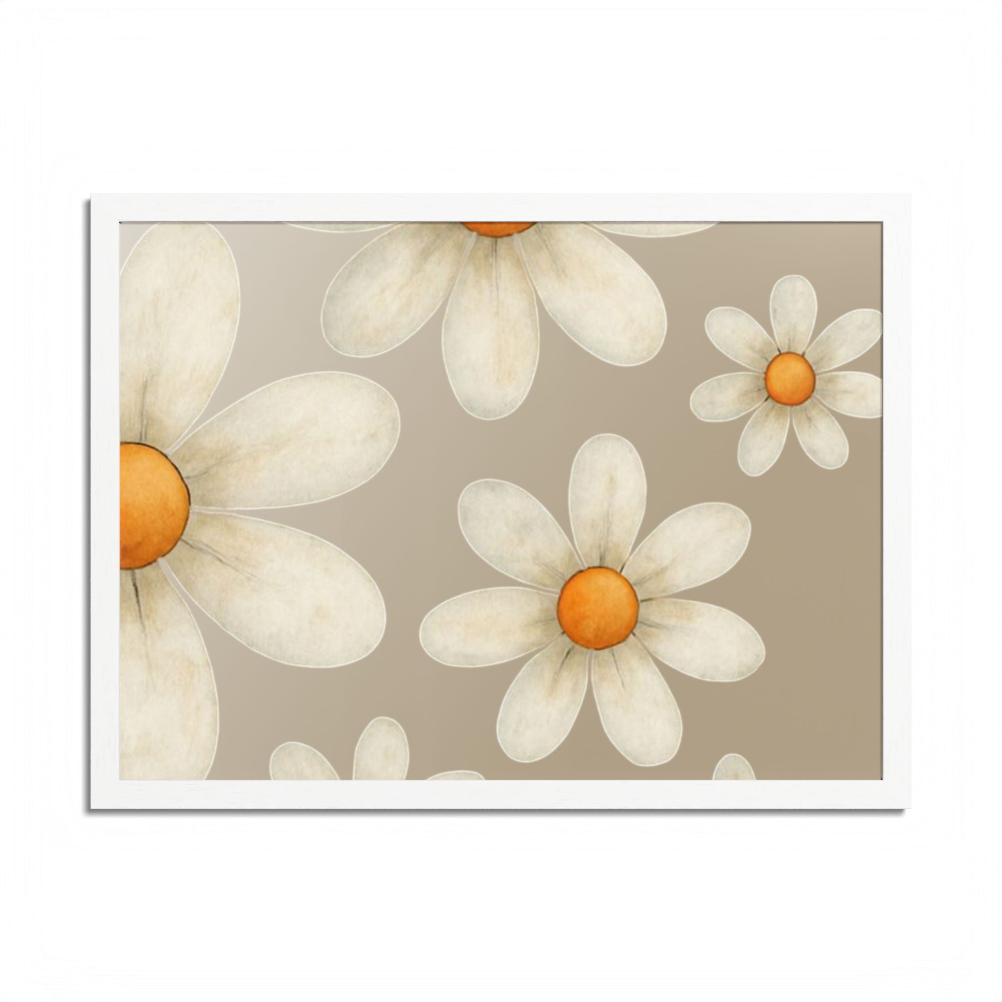 Framed Poster, Daisy Flower in Wood Frame, AI Enhanced, Flower Lover Art Print, Nature Room Decor, Floral Wall Art, Home Decoration Gift,