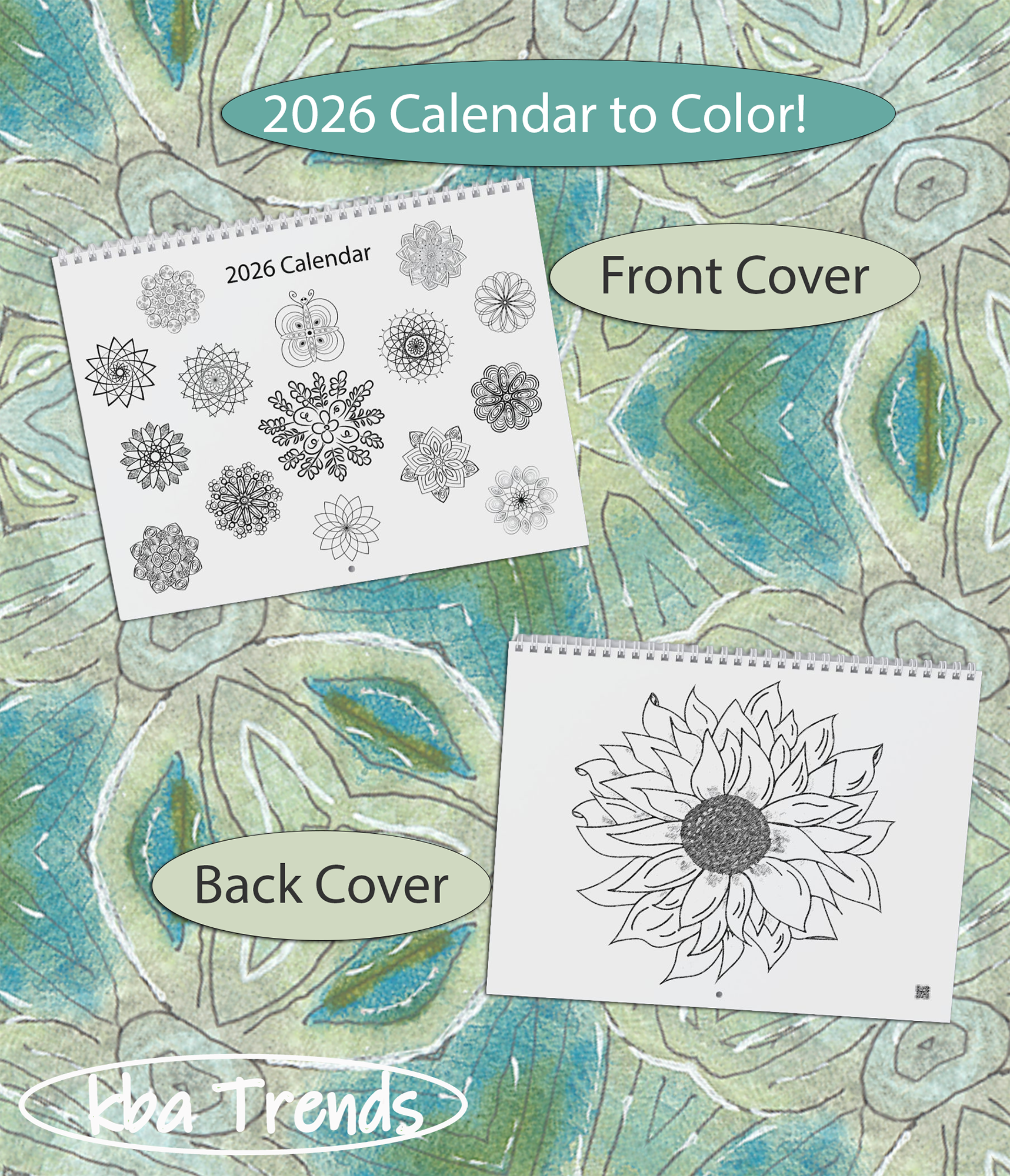 Mandala Wall Calendar 2026 to Color - Geometric Design Coloring Book, Coloring for Stress Relief, DIY Home Decor, Office Calendar, Stress Relief Art for All Ages, Desk Calendar