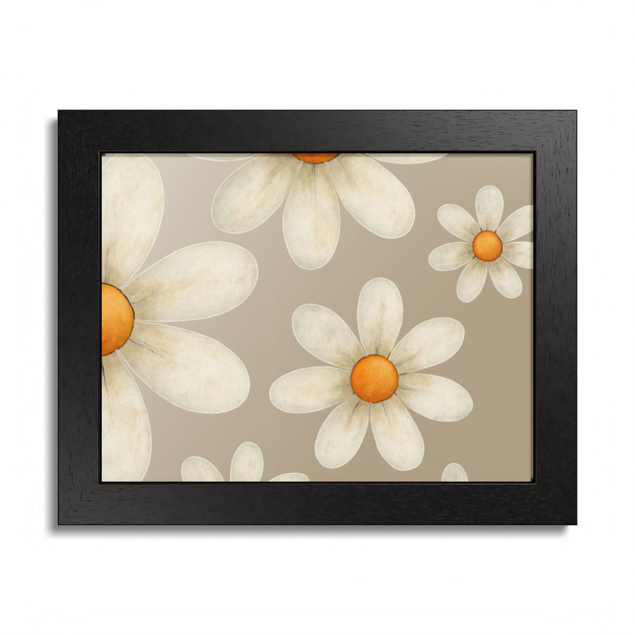 Framed Poster, Daisy Flower in Wood Frame, AI Enhanced, Flower Lover Art Print, Nature Room Decor, Floral Wall Art, Home Decoration Gift,