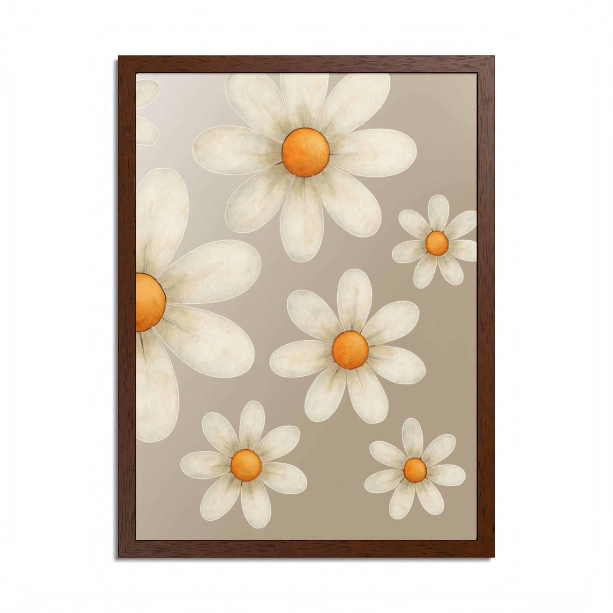 Framed Poster, Daisy Flower in Wood Frame, AI Enhanced, Flower Lover Art Print, Nature Room Decor, Floral Wall Art, Home Decoration Gift,