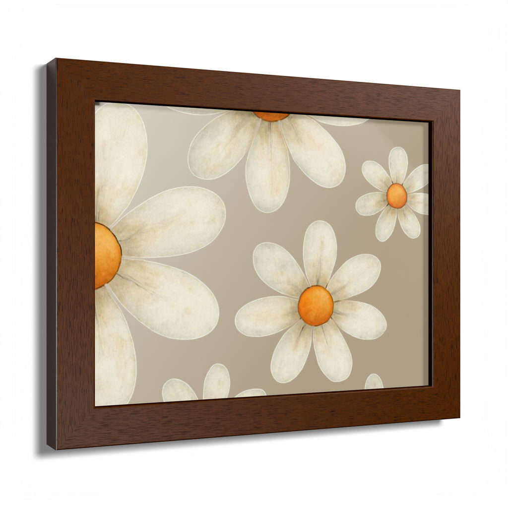 Framed Poster, Daisy Flower in Wood Frame, AI Enhanced, Flower Lover Art Print, Nature Room Decor, Floral Wall Art, Home Decoration Gift,