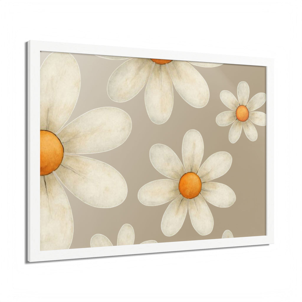 Framed Poster, Daisy Flower in Wood Frame, AI Enhanced, Flower Lover Art Print, Nature Room Decor, Floral Wall Art, Home Decoration Gift,