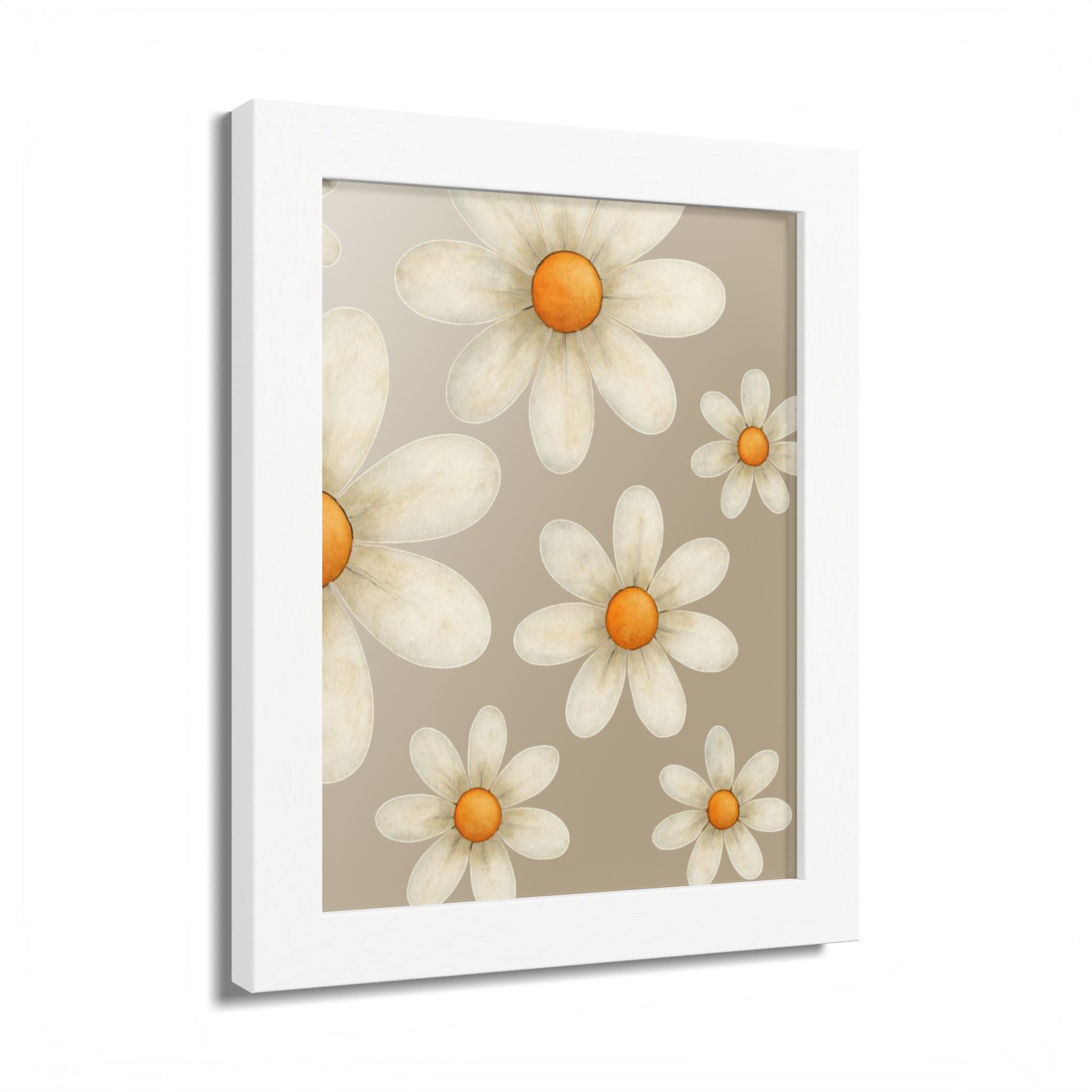 Framed Poster, Daisy Flower in Wood Frame, AI Enhanced, Flower Lover Art Print, Nature Room Decor, Floral Wall Art, Home Decoration Gift,