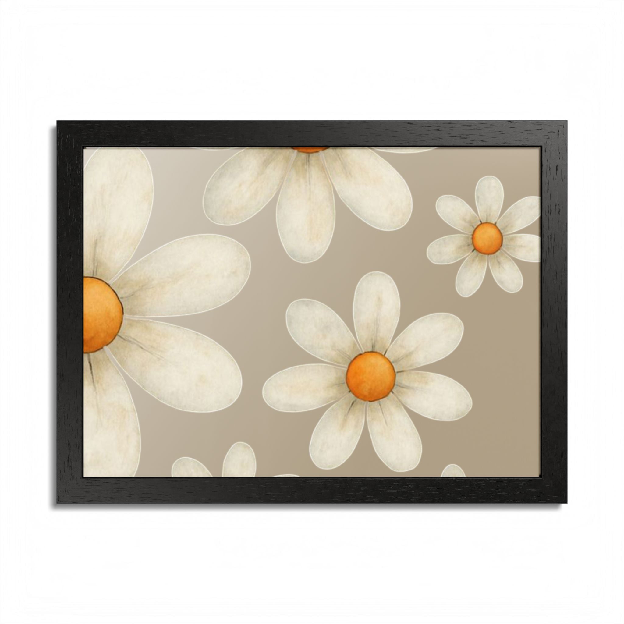 Framed Poster, Daisy Flower in Wood Frame, AI Enhanced, Flower Lover Art Print, Nature Room Decor, Floral Wall Art, Home Decoration Gift,