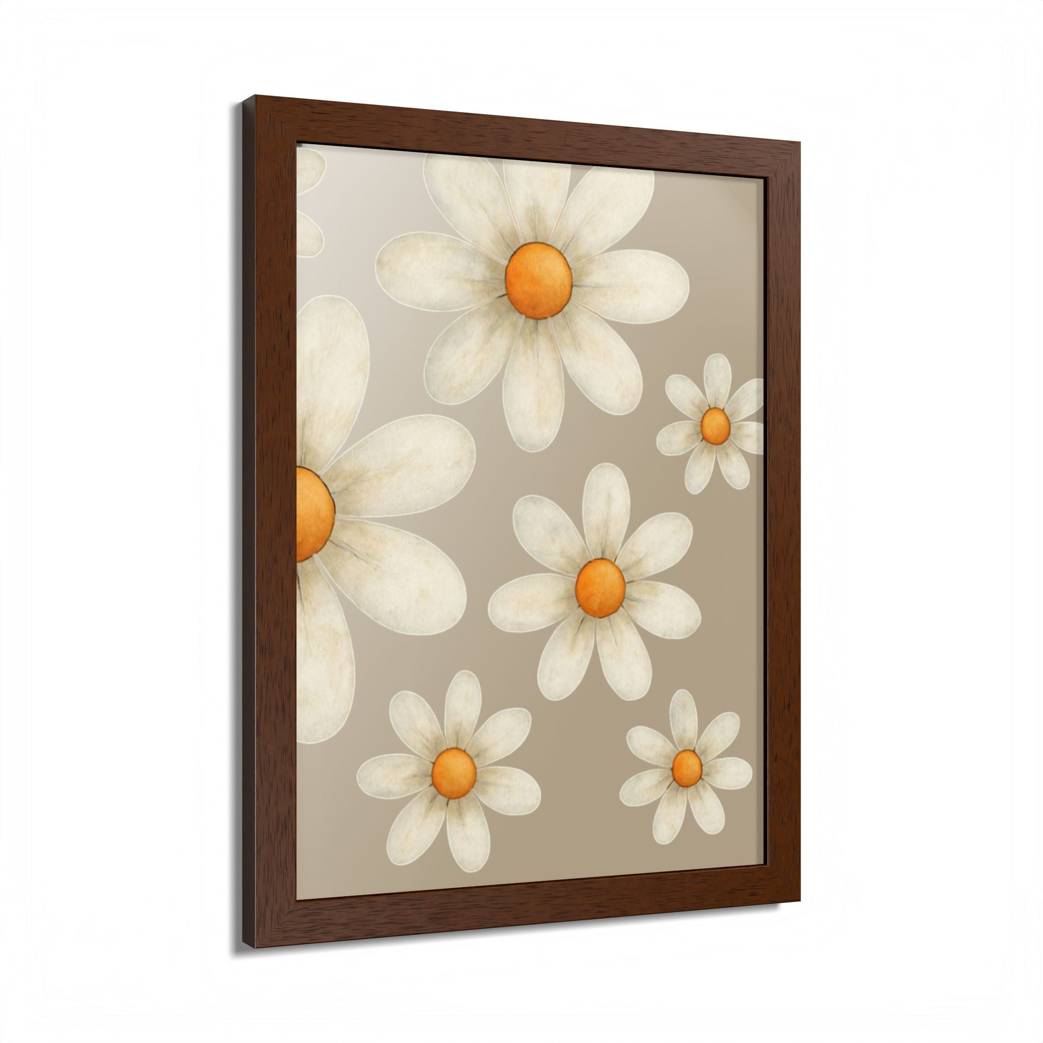 Framed Poster, Daisy Flower in Wood Frame, AI Enhanced, Flower Lover Art Print, Nature Room Decor, Floral Wall Art, Home Decoration Gift,