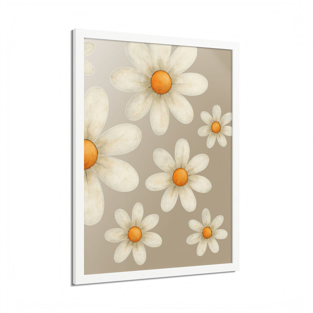 Framed Poster, Daisy Flower in Wood Frame, AI Enhanced, Flower Lover Art Print, Nature Room Decor, Floral Wall Art, Home Decoration Gift,