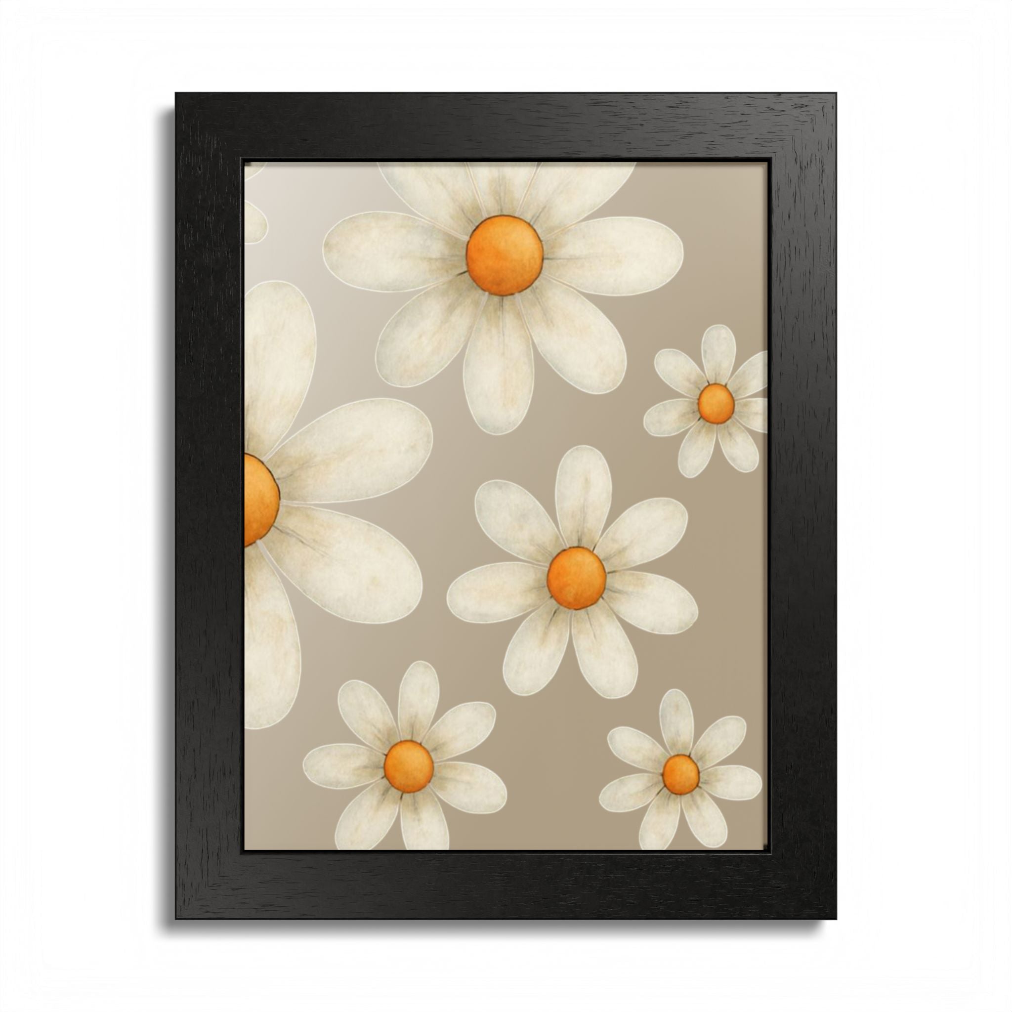Framed Poster, Daisy Flower in Wood Frame, AI Enhanced, Flower Lover Art Print, Nature Room Decor, Floral Wall Art, Home Decoration Gift,