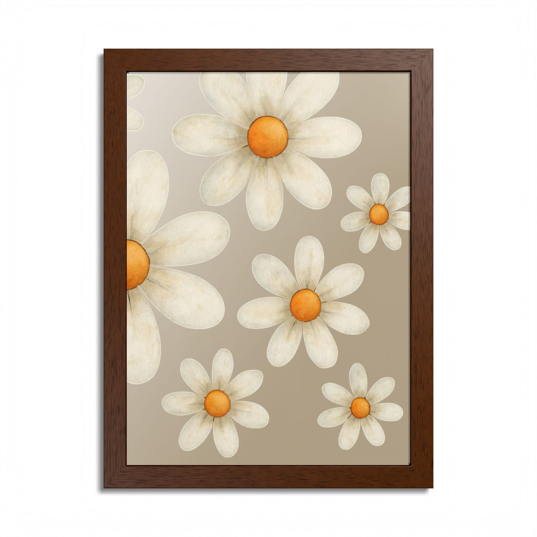 Framed Poster, Daisy Flower in Wood Frame, AI Enhanced, Flower Lover Art Print, Nature Room Decor, Floral Wall Art, Home Decoration Gift,