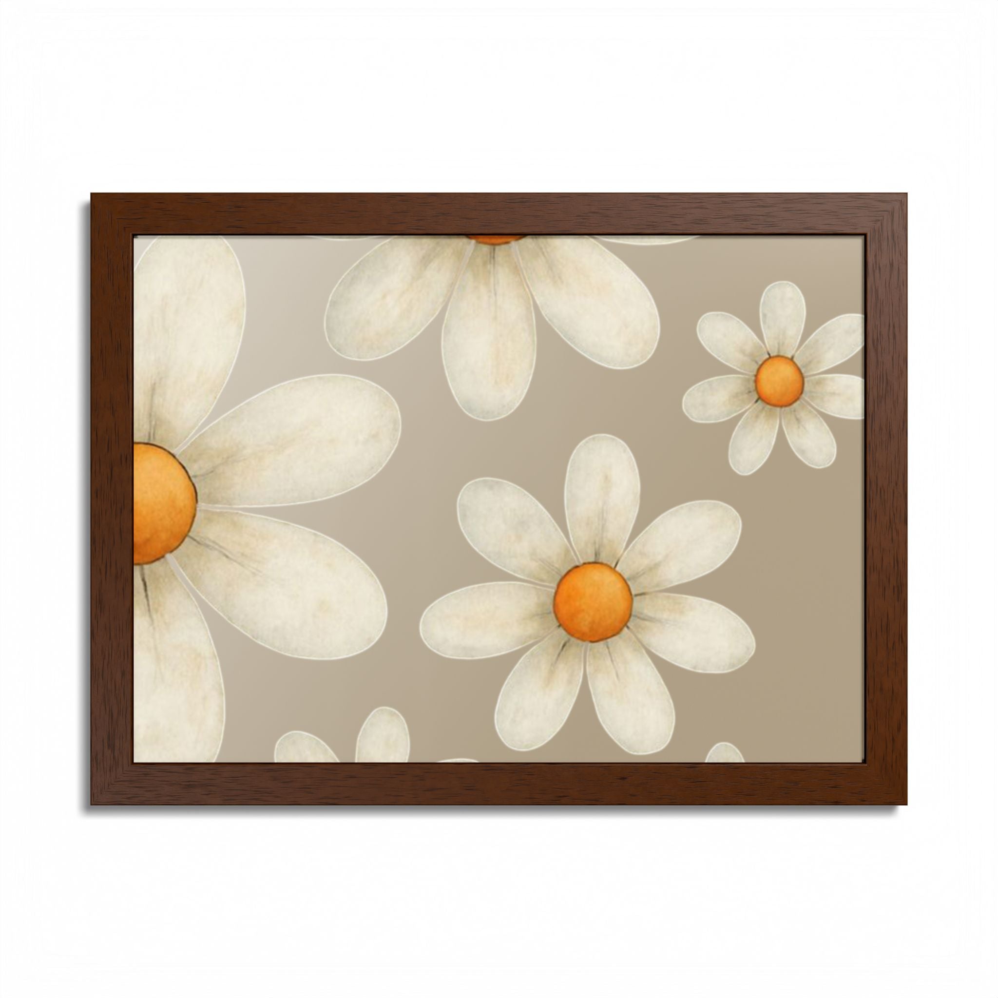 Framed Poster, Daisy Flower in Wood Frame, AI Enhanced, Flower Lover Art Print, Nature Room Decor, Floral Wall Art, Home Decoration Gift,