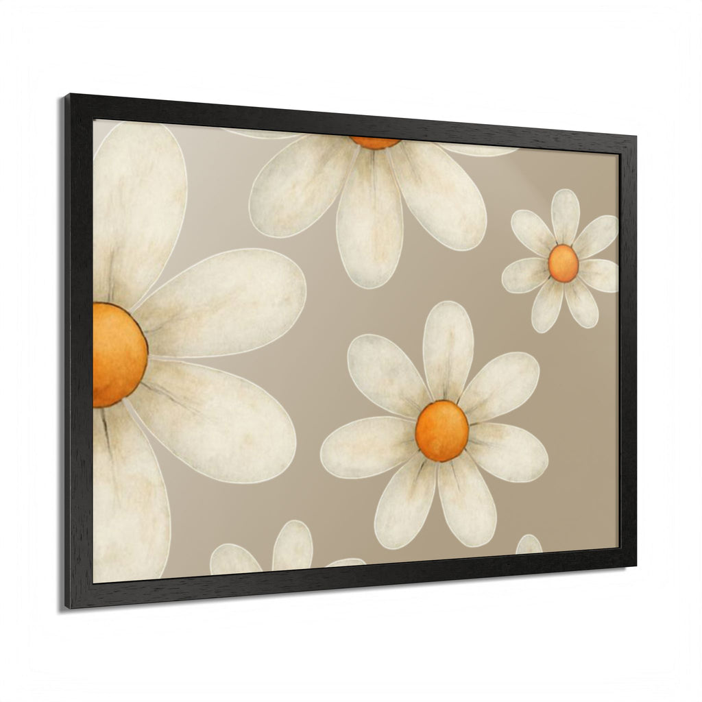 Framed Poster, Daisy Flower in Wood Frame, AI Enhanced, Flower Lover Art Print, Nature Room Decor, Floral Wall Art, Home Decoration Gift,