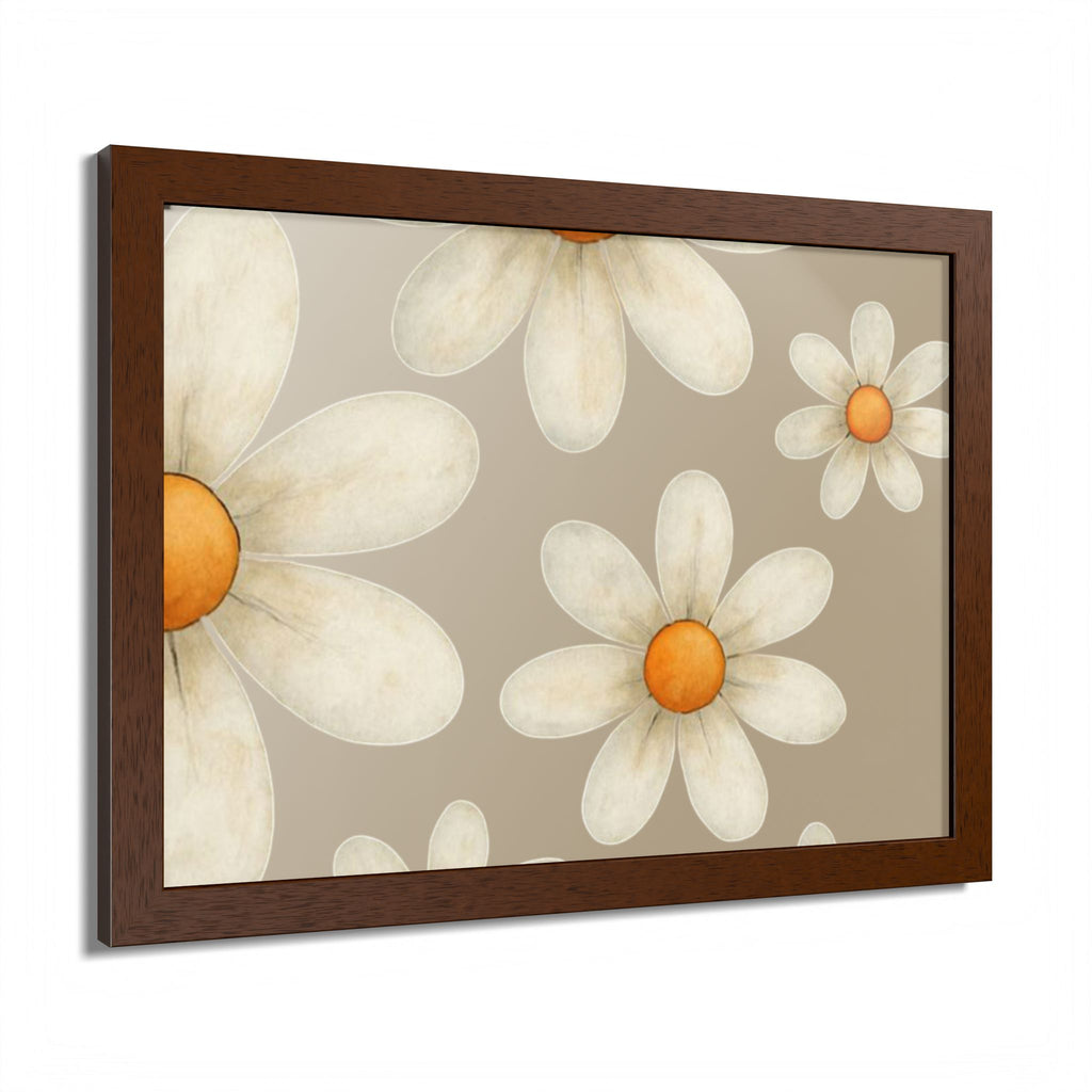 Framed Poster, Daisy Flower in Wood Frame, AI Enhanced, Flower Lover Art Print, Nature Room Decor, Floral Wall Art, Home Decoration Gift,