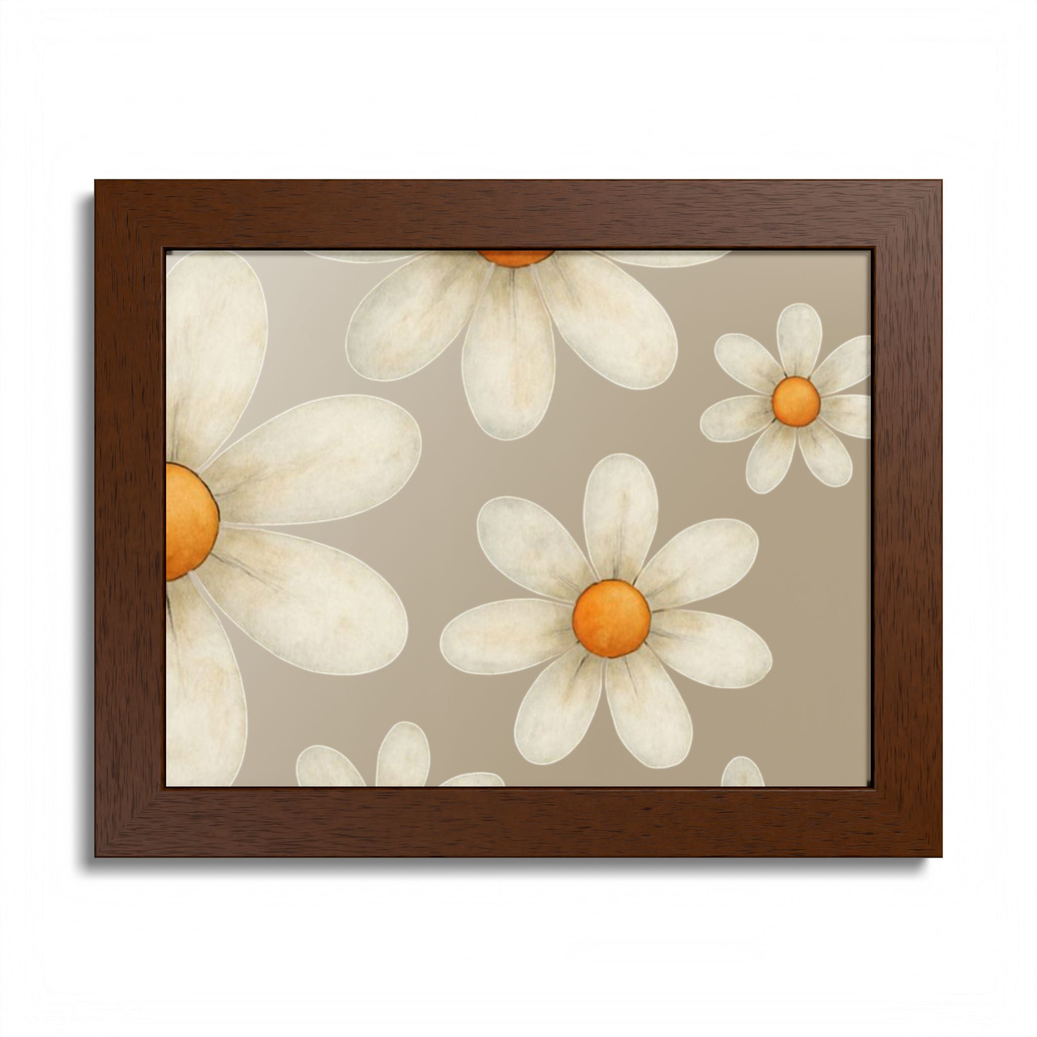 Framed Poster, Daisy Flower in Wood Frame, AI Enhanced, Flower Lover Art Print, Nature Room Decor, Floral Wall Art, Home Decoration Gift,