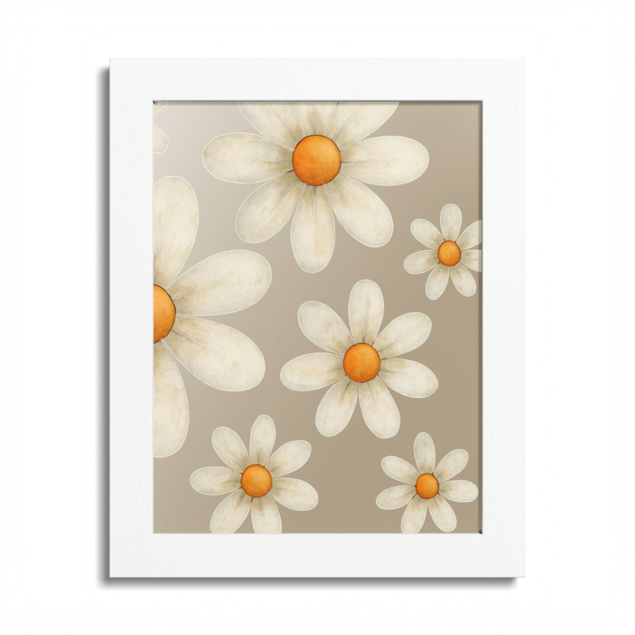Framed Poster, Daisy Flower in Wood Frame, AI Enhanced, Flower Lover Art Print, Nature Room Decor, Floral Wall Art, Home Decoration Gift,
