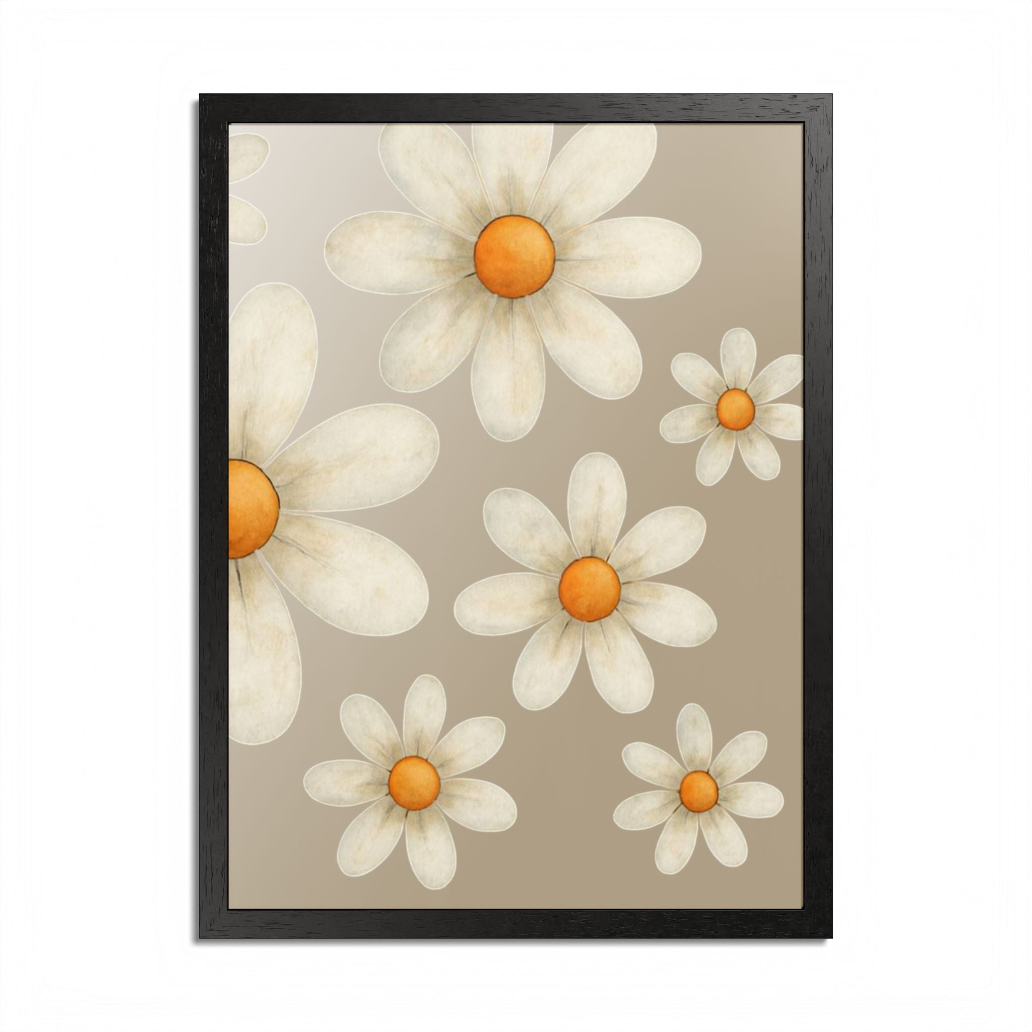 Framed Poster, Daisy Flower in Wood Frame, AI Enhanced, Flower Lover Art Print, Nature Room Decor, Floral Wall Art, Home Decoration Gift,